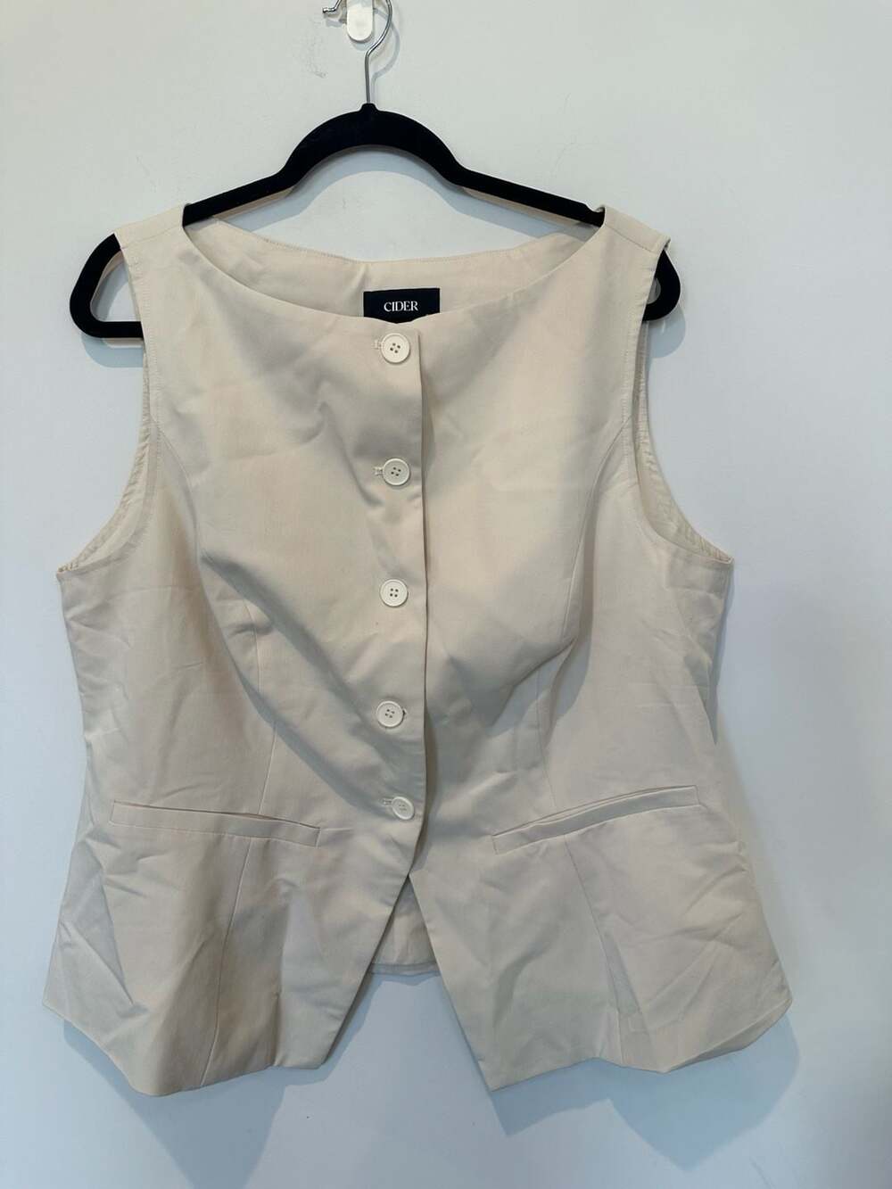 Cider Cream Button Up Vest with Pockets Size 2XL